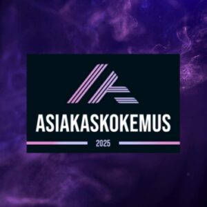 Asiakaskokemus 2025 tapahtuman logo yhdessä tapahtuman taustakuvan kanssa