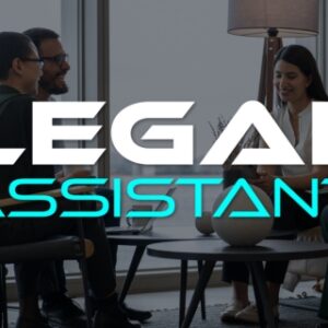 Legal Assistant tapahtuman logo yhdessä tapahtuman taustakuvan kanssa