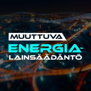 Muuttuva energialainsäädäntö tapahtuman logo yhdessä tapahtuman taustakuvan kanssa