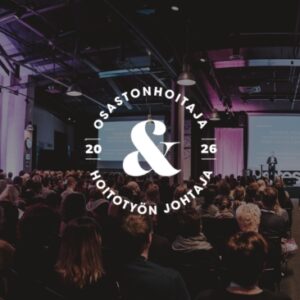 Osastonhoitaja & Hoitotyön Johtaja 2026 tapahtuman logo yhdessä tapahtuman taustakuvan kanssa