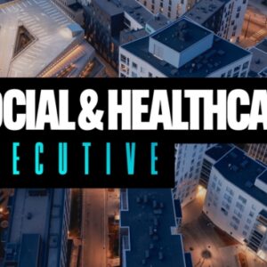 Social & Healthcare Executive tapahtuman logo yhdessä tapahtuman taustakuvan kanssa
